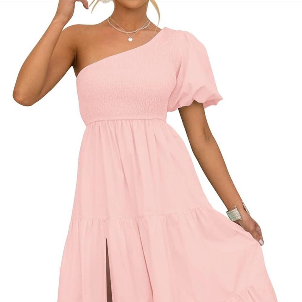 Elegant Pink Women's One Shoulder Dress